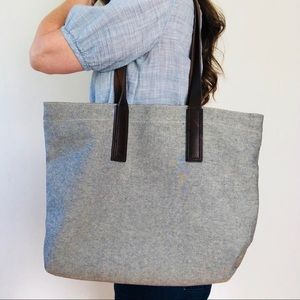 Everlane Grey Twill Tote Bag Canvas Zip NailUnisex Shoulder Purse